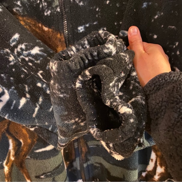 Vintage 90s Horse / Nature Print  Zip Up Fleece Shacket - Picture 8 of 14